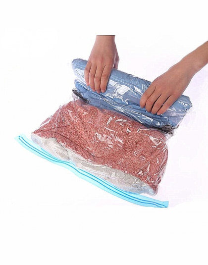1 pc ręcznie Rolling kompresji worek próżniowy oszczędność miejsca torby granicy składany sprężonego ubrania dla domu plastikowa
