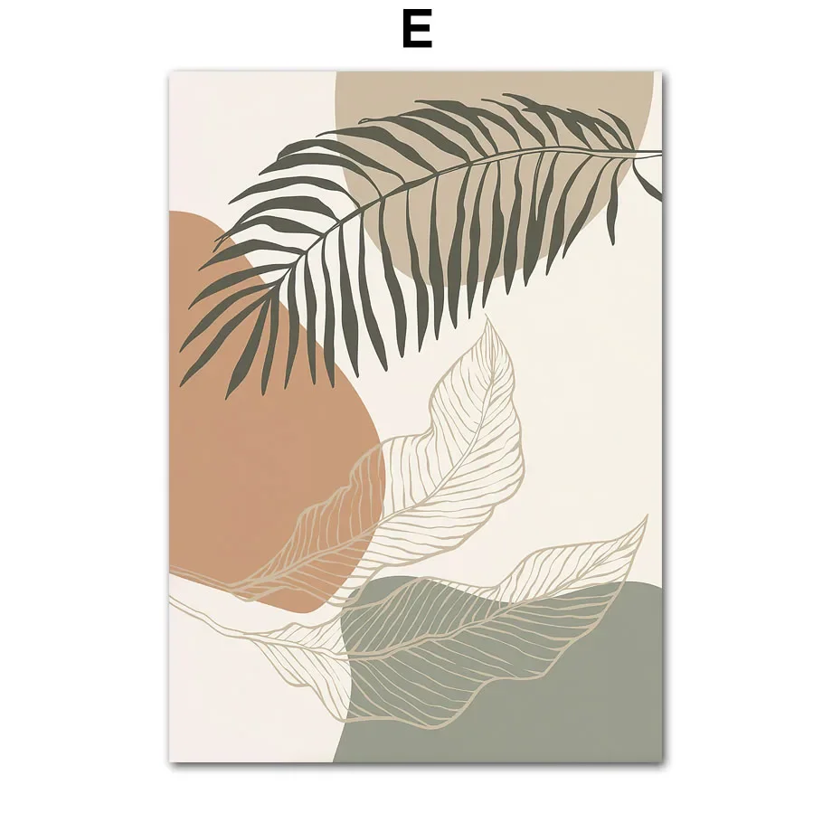 Abstrakcyjny Plakat Boho Liście Palmy Nordic Natura do Pokoju Fioletowy