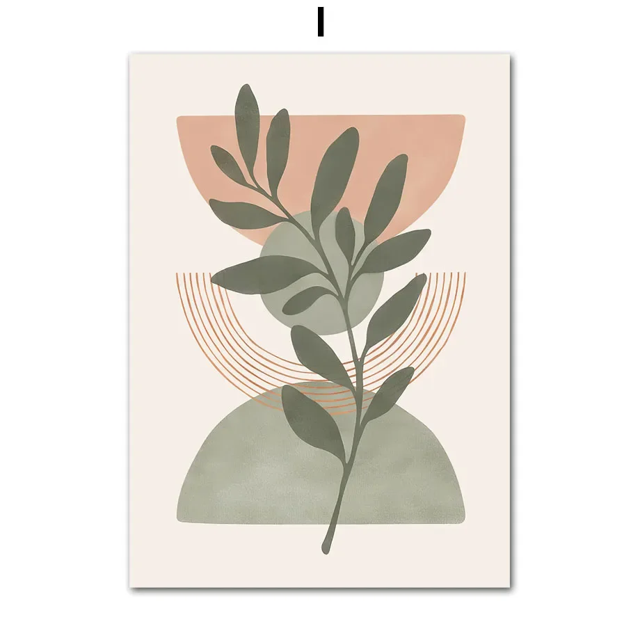 Abstrakcyjny Plakat Boho Liście Palmy Nordic Natura do Pokoju Granatowy