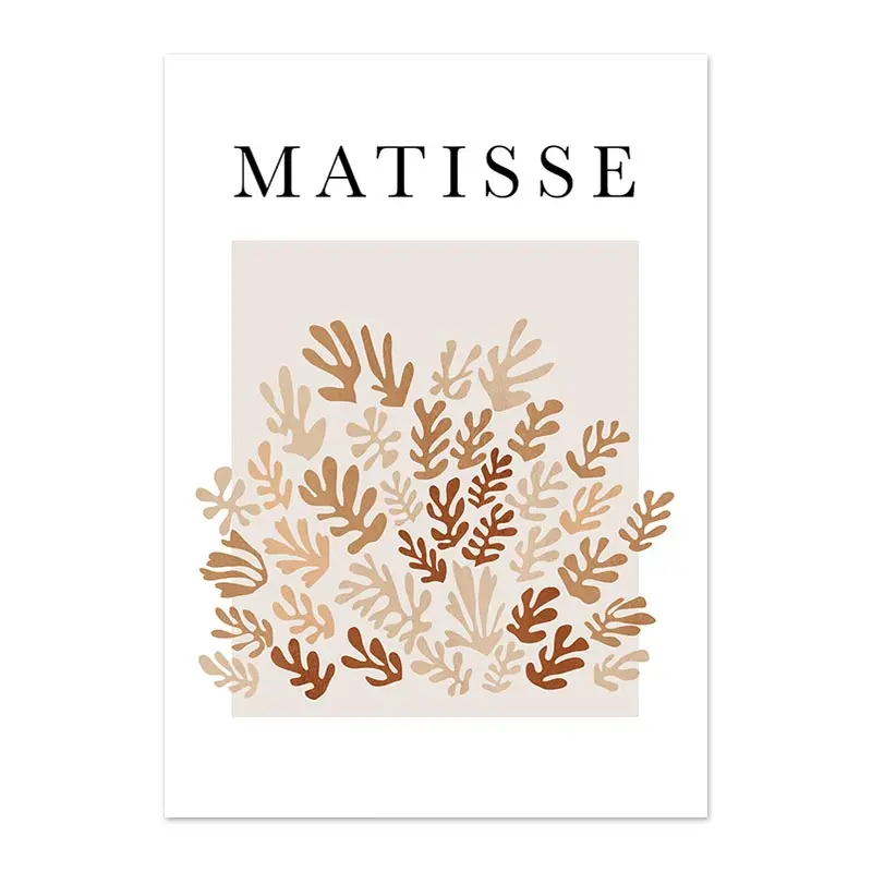 Abstrakcyjny Plakat Boho Matisse Koralowe Linie Beżowy do Salonu Czarny