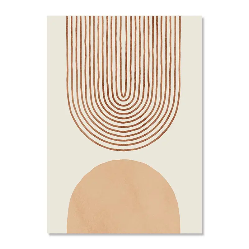 Abstrakcyjny Plakat Boho Matisse Koralowe Linie Beżowy do Salonu Niebieski