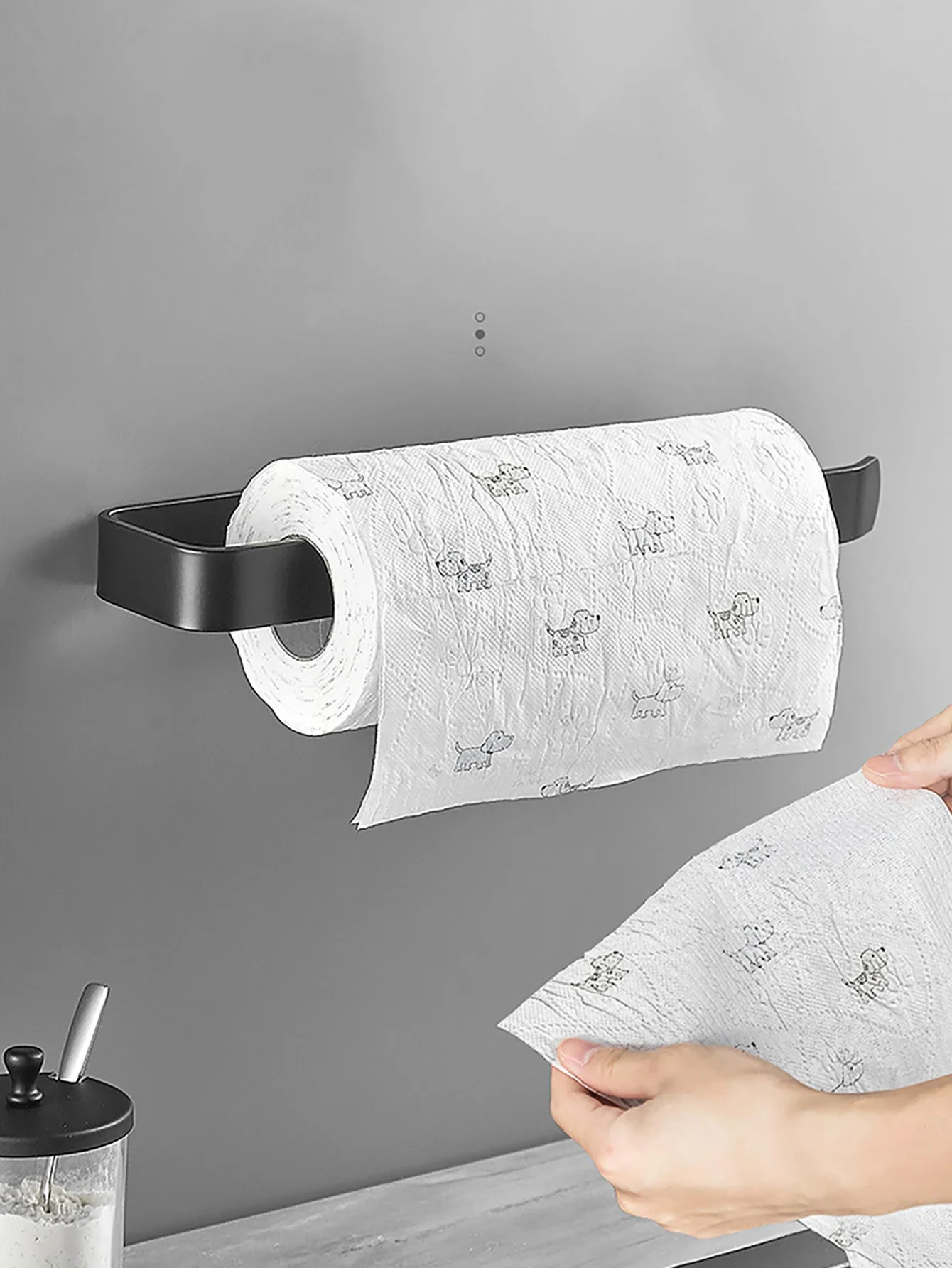 Akrylowy uchwyt na papier toaletowy z haczykiem - montaż ścienny Khaki