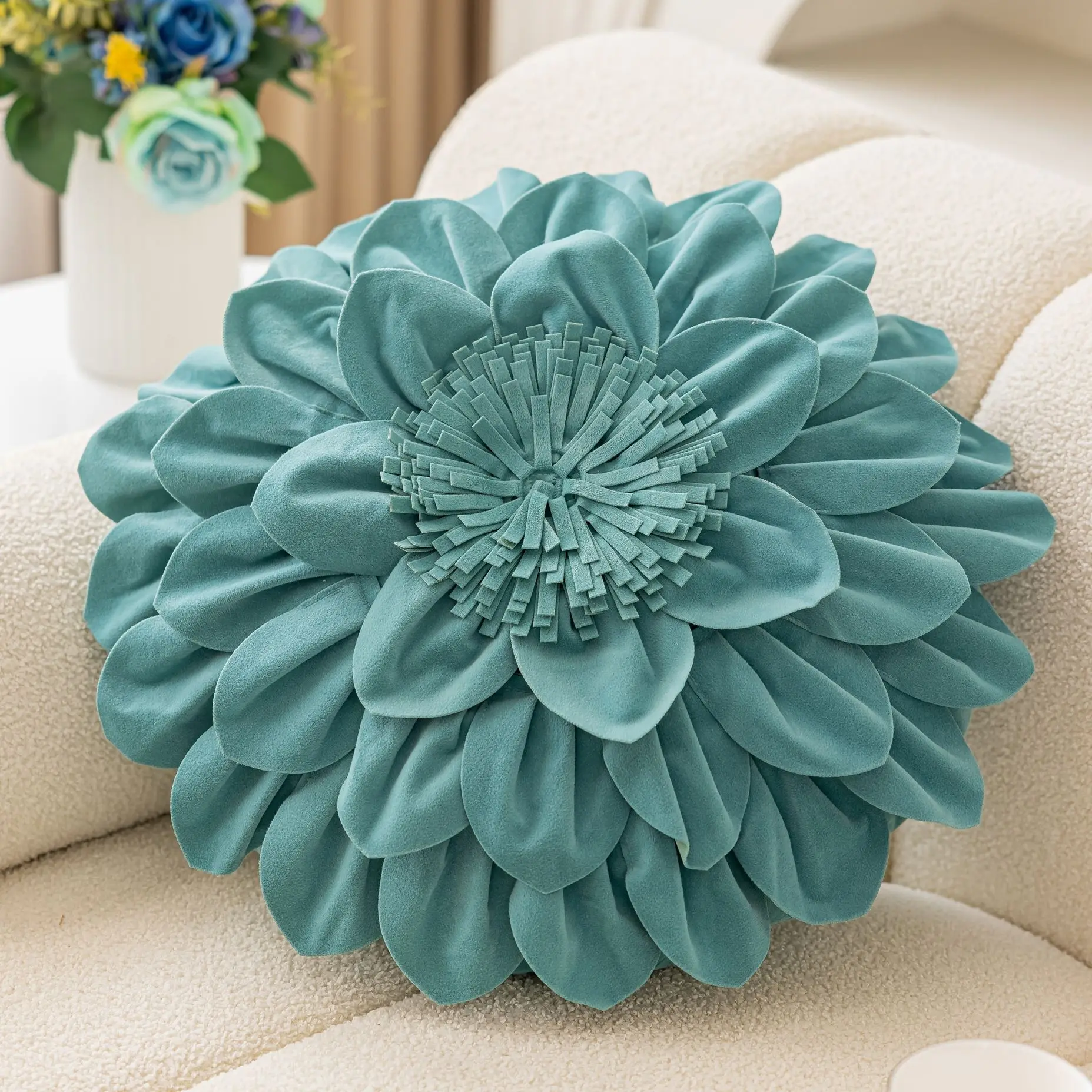 Aksamitna poszewka w kwiaty ręcznie robiona luksusowa sofa 45x45 cm żółty