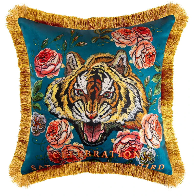 Aksamitna poszewka różowy leopard tygrys dekoracyjna sofa 45x45 cm Biały