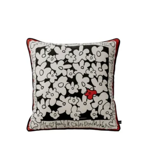 Aksamitna poszewka vintage kwiaty art deco dekoracyjna 45x45 cm Czarny