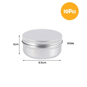 Aluminiowe puszki z zakręcaną pokrywką na przyprawy i kosmetyki 10 szt. 100ml