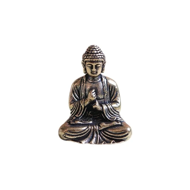 Antyczny kieszonkowy Budda z mosiądzu — prezent dekoracyjny Jasnoszary