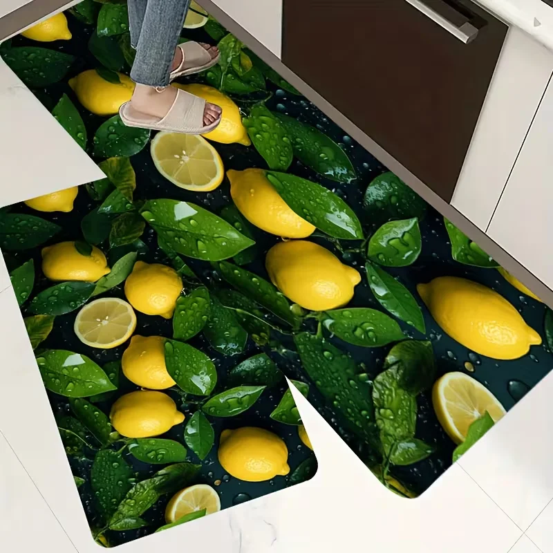 Antypoślizgowa mata kuchenna Cytryna i Limonka do prania 40x60 40x120