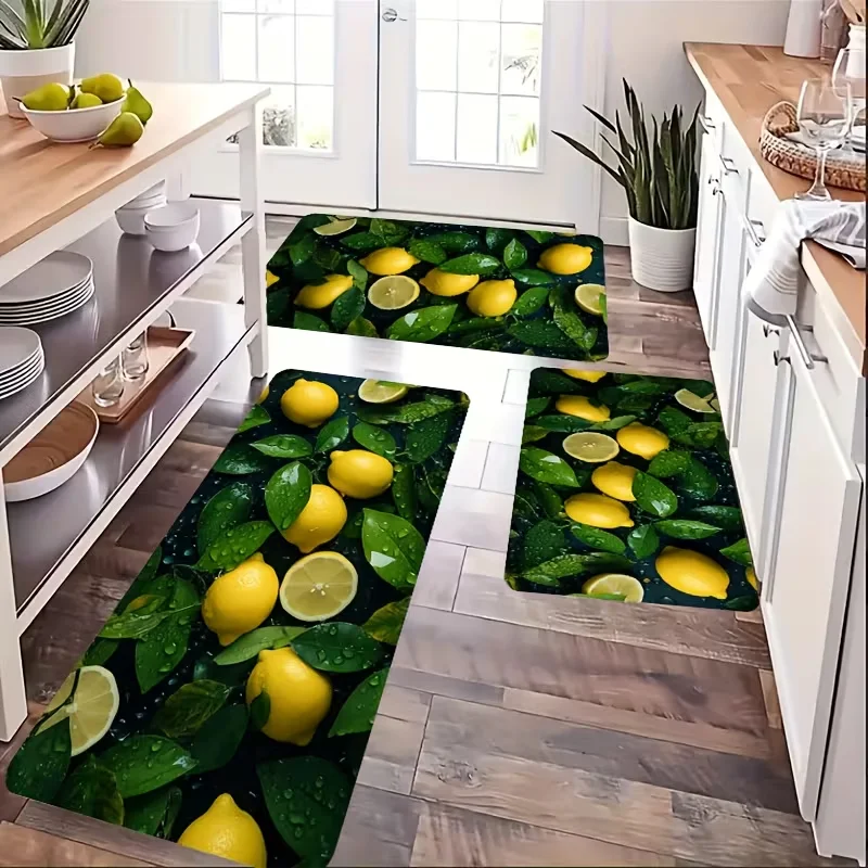 Antypoślizgowa mata kuchenna Cytryna i Limonka do prania 40x60 50x80 50x150