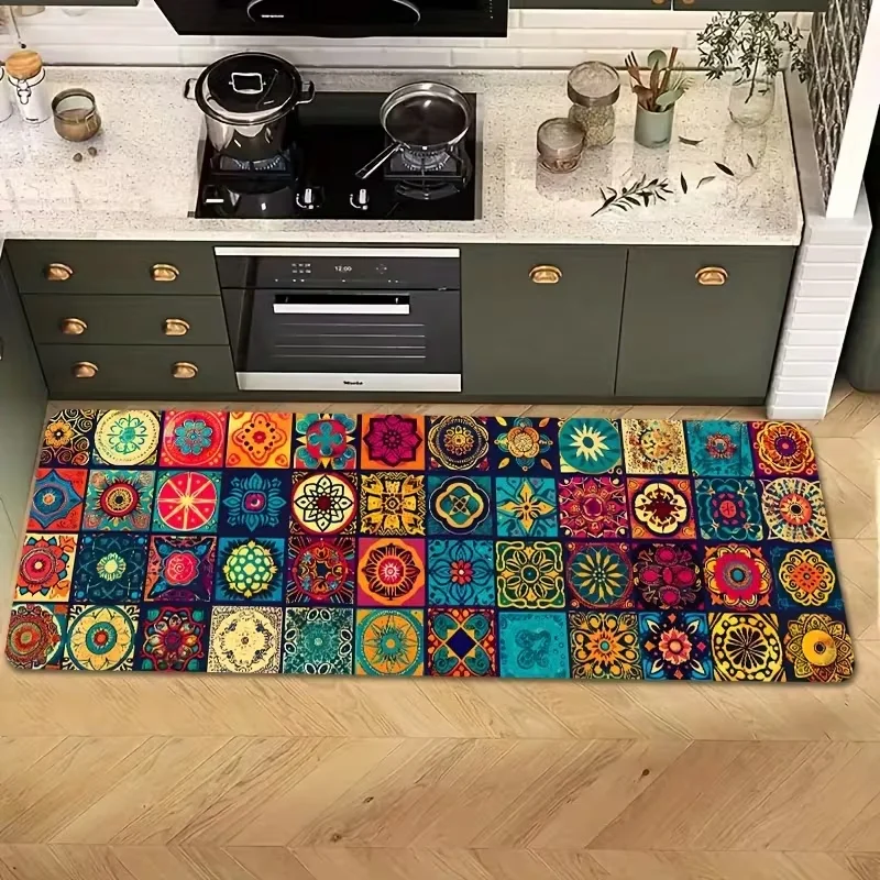 Antypoślizgowa mata podłogowa boho do kuchni i łazienki 50x150cm