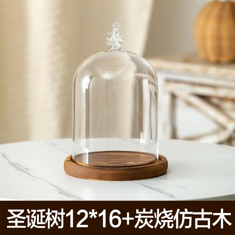 Aromaterapeutyczny świecznik z szklana pokrywą i drewnianą podstawą Różowy