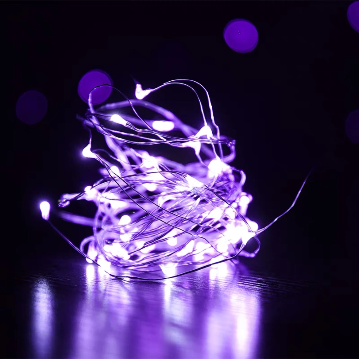 Bajkowe lampki LED na baterie do dekoracji stołu i domu Fioletowy