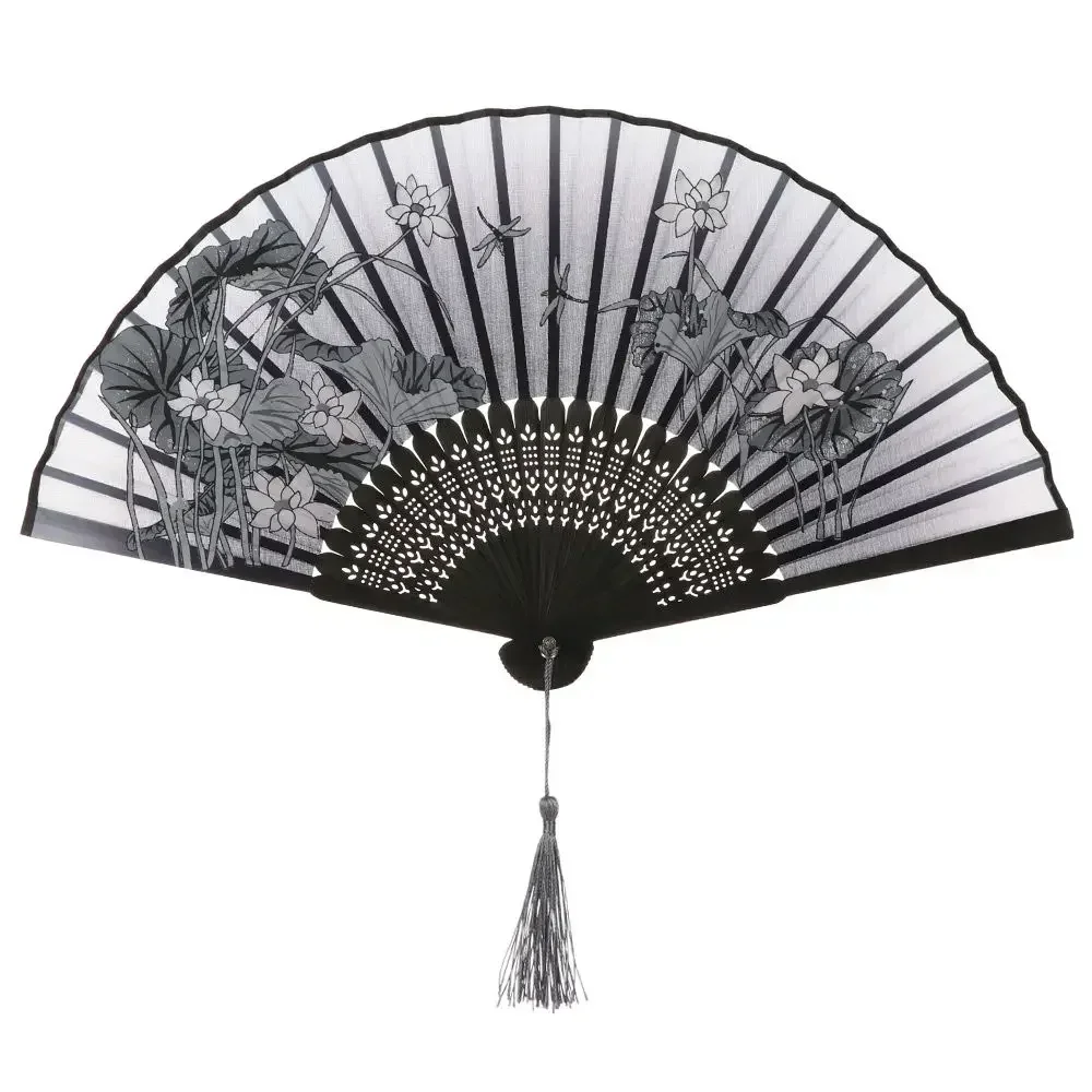 Bambusowy wachlarz składany w stylu retro Fioletowy/фиолетовый