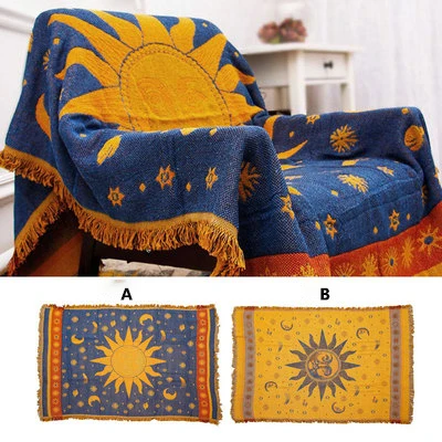 Bawełniany koc w kratę boho – retro narzuta tkana sofa i łóżko Wielo
