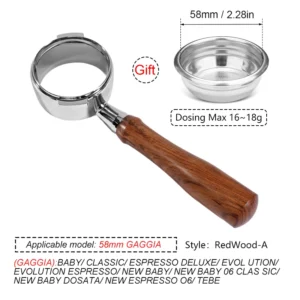 Bezdennik 58 mm do ekspresu Gaggia Classic Pro — uchwyt portafilter barista Czarny