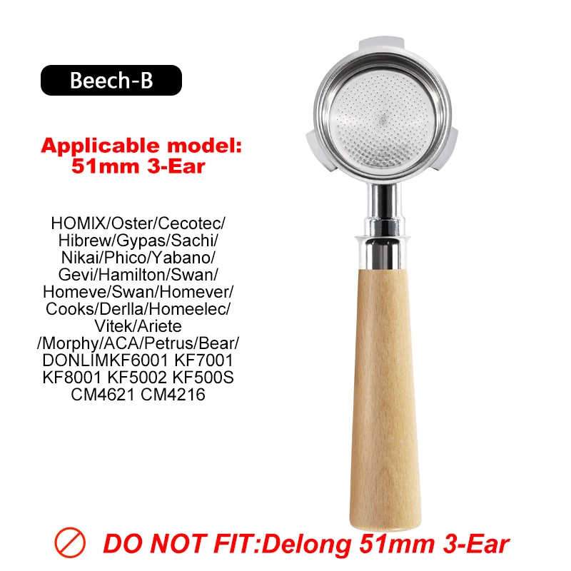 Bezdenowy portafilter 51 mm ze stali nierdzewnej do ekspresów Hibrew Cecotec Homix Czarny