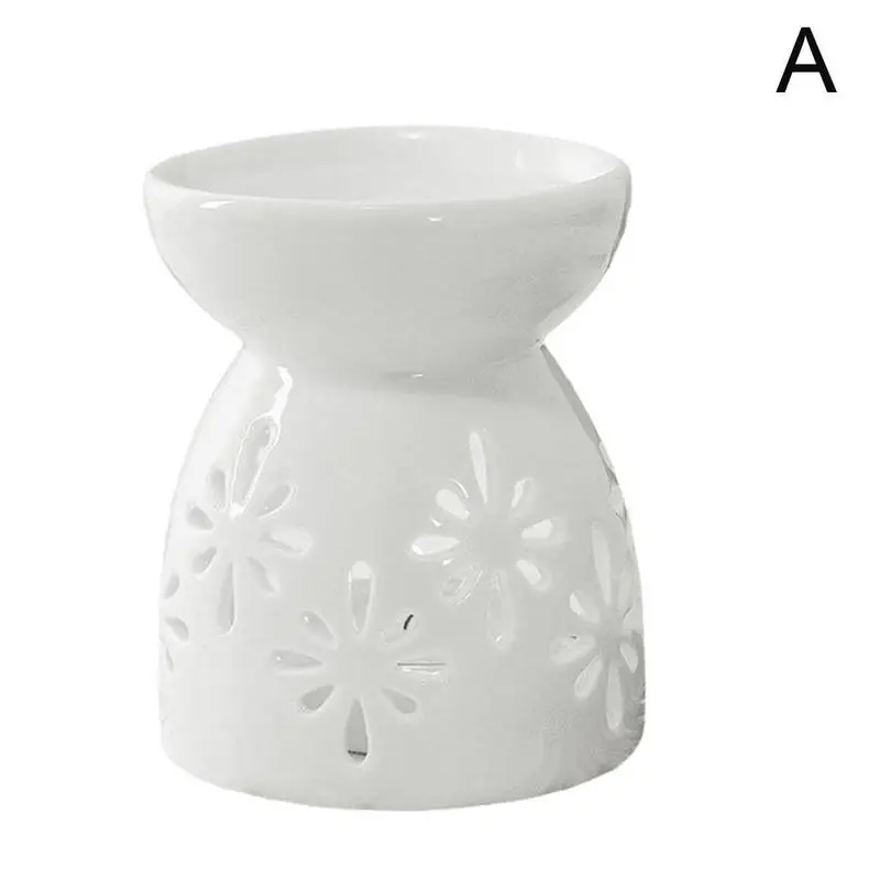 Biała ceramiczna kadzielnica ażurowa z dyfuzorem olejków — styl arabski Biały