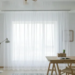 Białe zasłony tiulowe do salonu i sypialni — komplet 2 szt. 