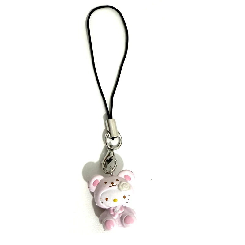 Brelok Hello Kitty na motocyklu, zawieszka do torby Jasnoszary