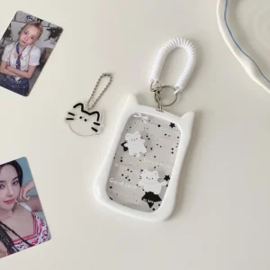 Brelok organizer na karty 3w1, motyw kota, do telefonu Niebieski