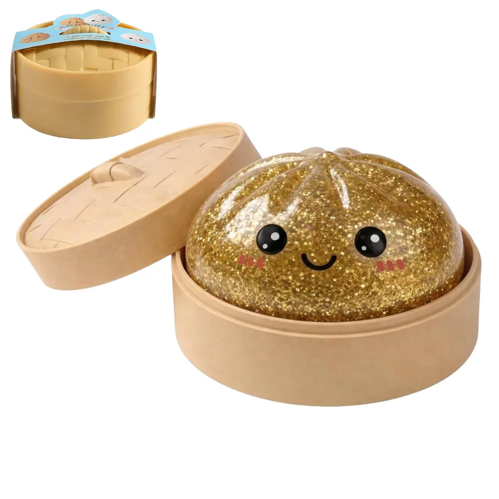 Brokatowe squishy pierożek antystresowe do ściskania w pudełku żółty
