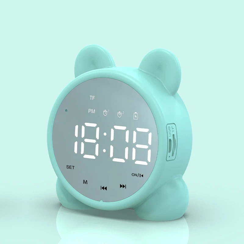Budzik LED dla dzieci z motywem kota i Bluetooth Zielony