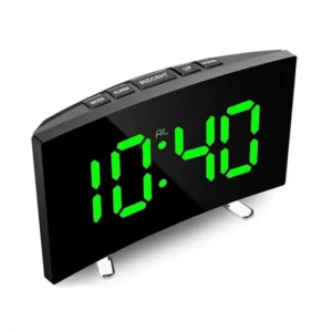 Budzik LED z lustrzanym wyświetlaczem — temperatura, data, USB Szary