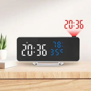 Budzik projekcyjny 180° z wilgotnością i temperaturą USB Niebieski