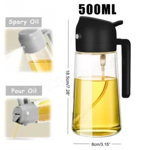 Butelka z dozownikiem do oliwy 2w1 z pędzelkiem 500 ml Czarny