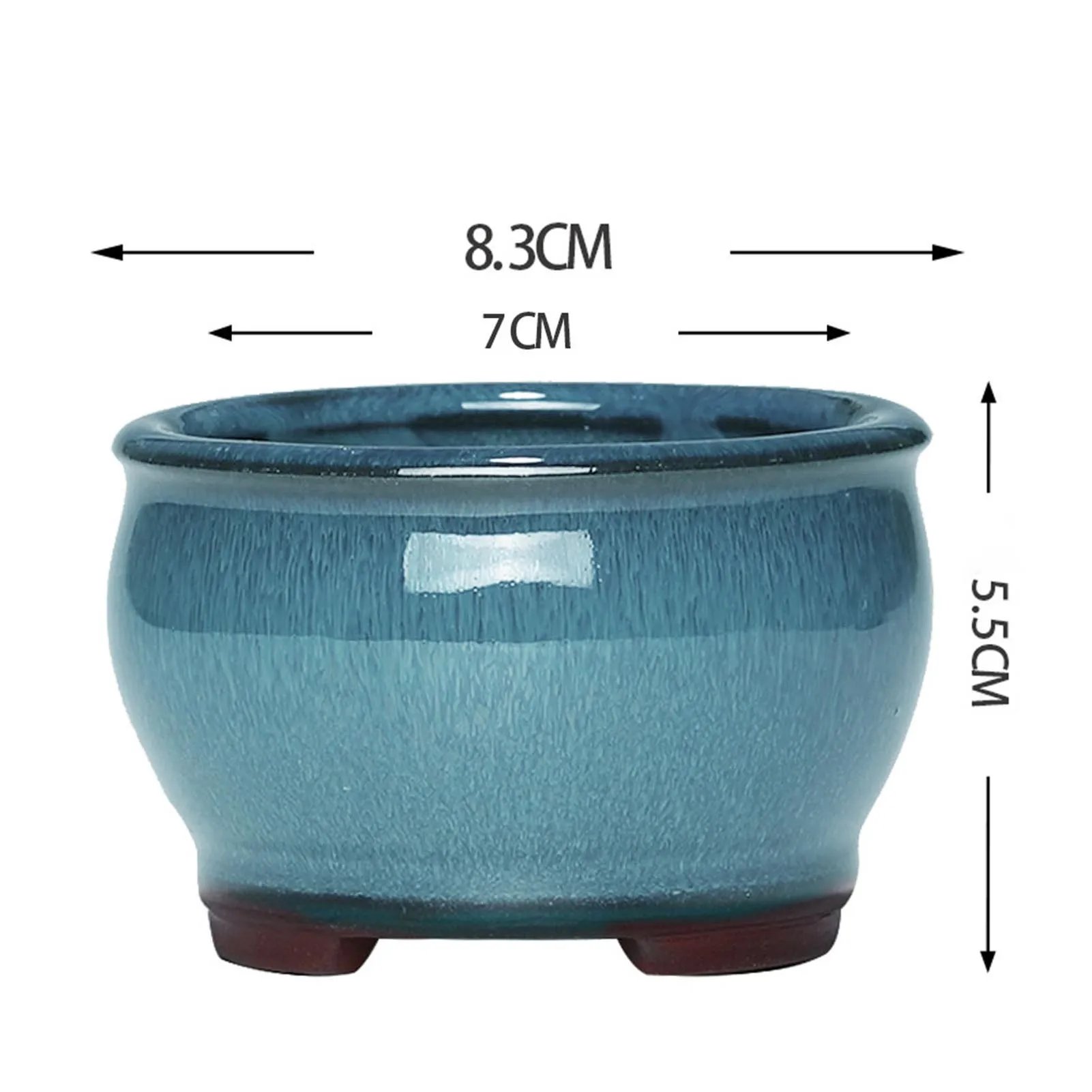 Ceramiczna doniczka bonsai w chińskim stylu z fioletowej gliny — wentylowana Zielony