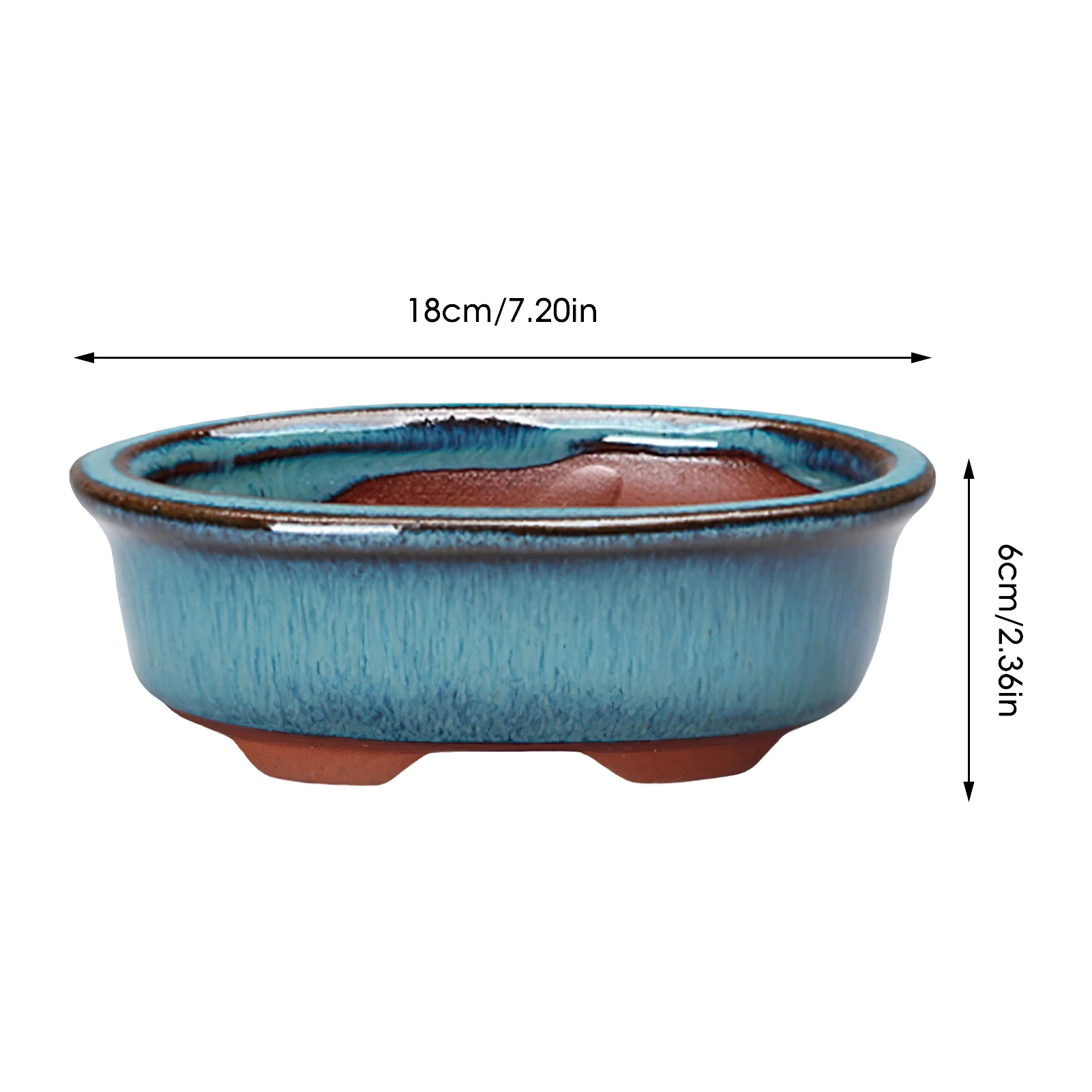Chińska ceramiczna doniczka do bonsai z odpływem — na sukulenty i orchidee Burgundia