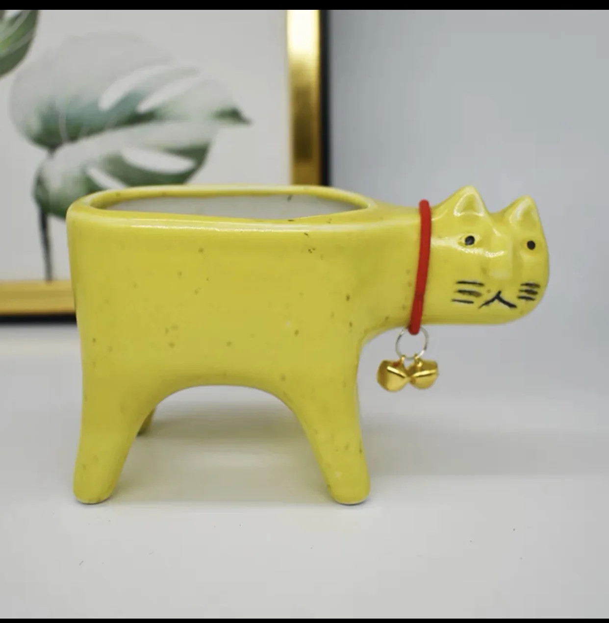Ceramiczna doniczka w kształcie kota — wazon na sukulenty do domu Biały