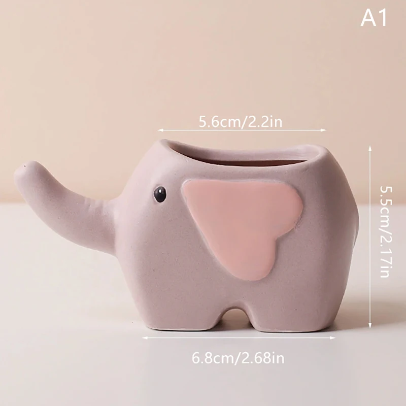 Ceramiczna doniczka w kształcie zwierzęcia słoń dinozaur Biały