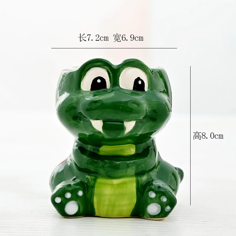 Ceramiczna doniczka ze zwierzątkiem – ozdoba na stół Zielony