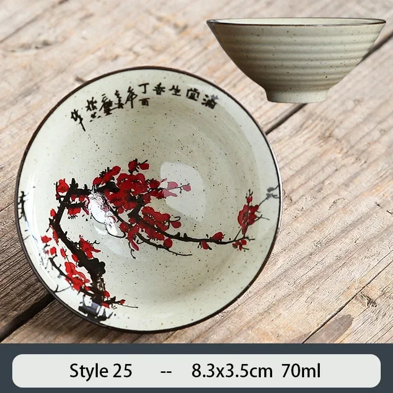 Ceramiczna filiżanka do herbaty 70 ml ręcznie zdobiona kwiatami Ciemny szary