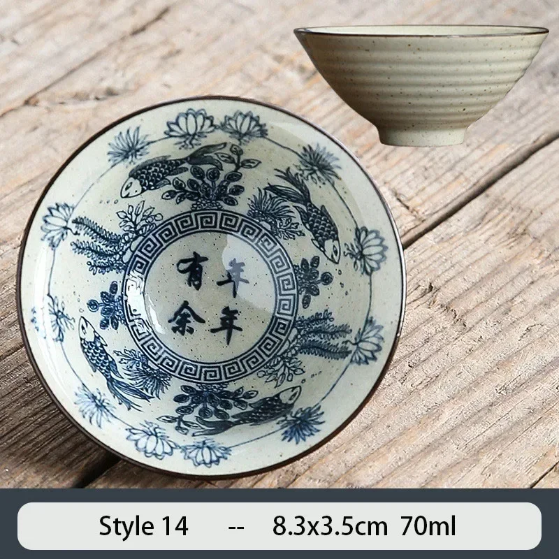 Ceramiczna filiżanka do herbaty 70 ml ręcznie zdobiona kwiatami Fioletowy