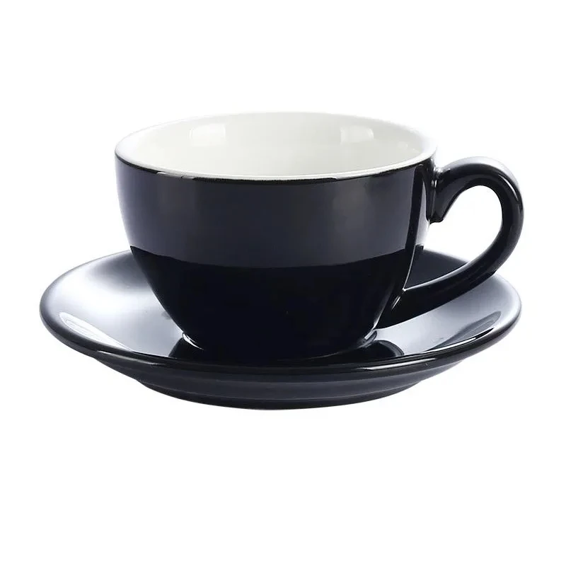 Ceramiczna filiżanka espresso ze spodkiem w stylu europejskim Czarny