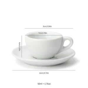 Ceramiczna filiżanka espresso z podstawką i łyżeczką Biały