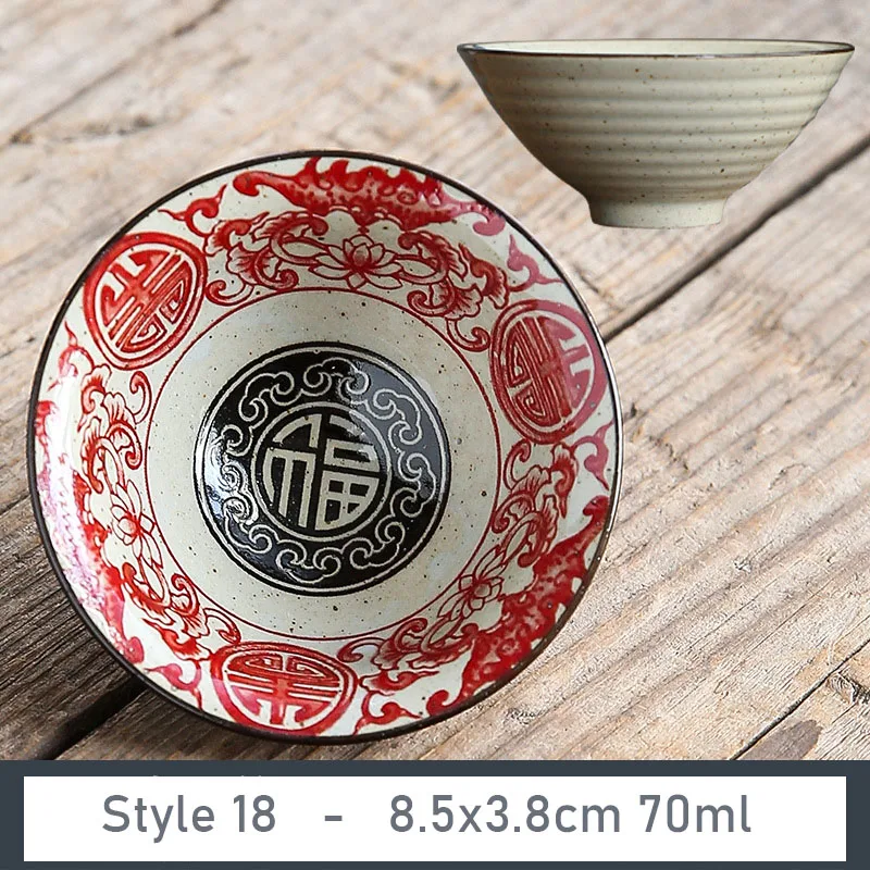 Ceramiczna filiżanka do herbaty z porcelany popiołowej 70 ml — styl retro Czerwony