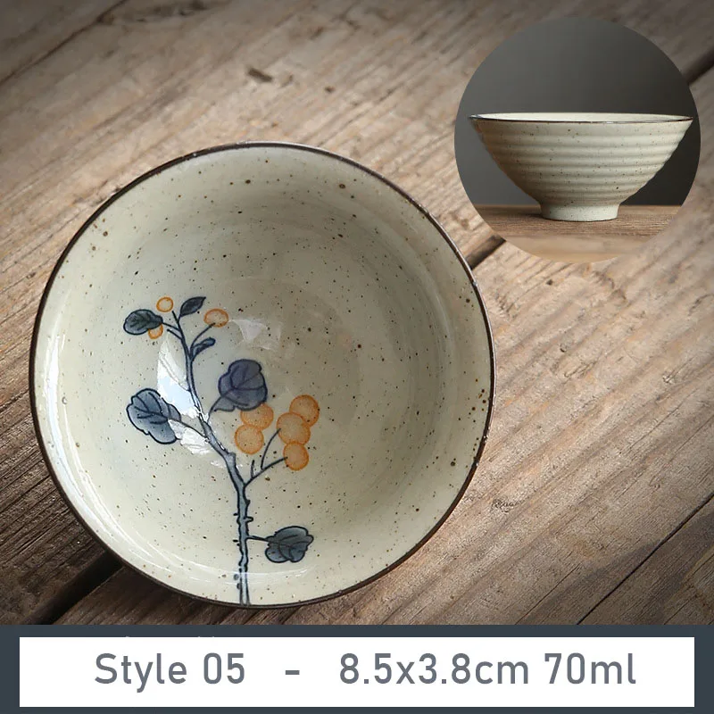 Ceramiczna filiżanka do herbaty z porcelany popiołowej 70 ml — styl retro Fioletowy/фиолетовый