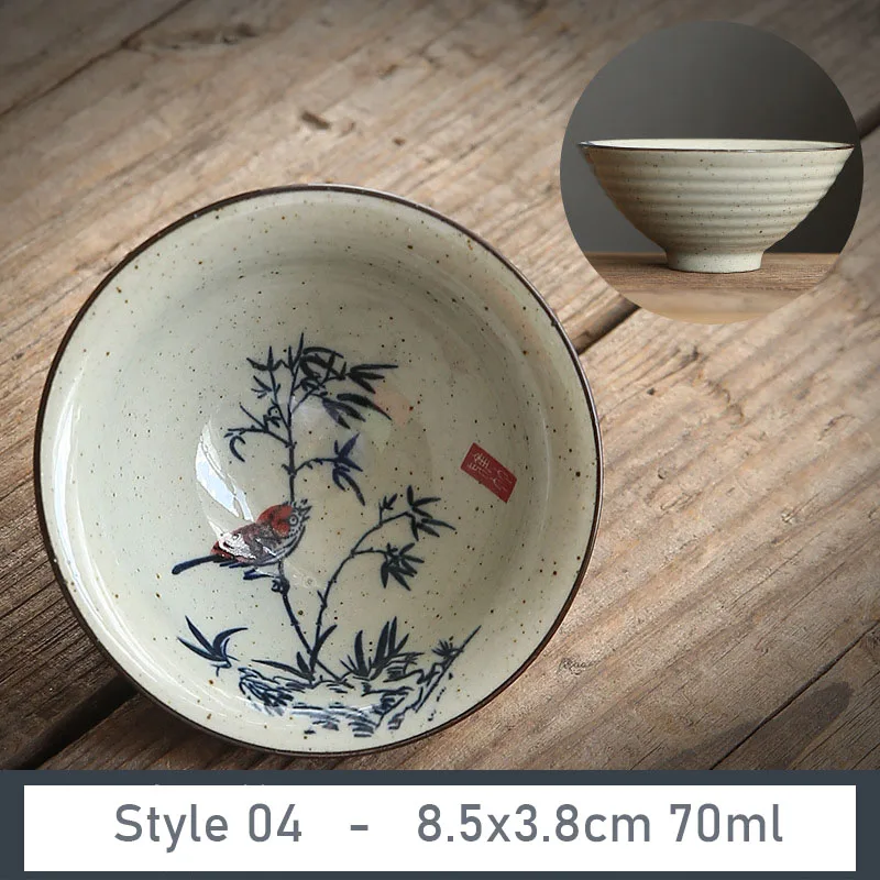 Ceramiczna filiżanka do herbaty z porcelany popiołowej 70 ml — styl retro Głęboki niebieski