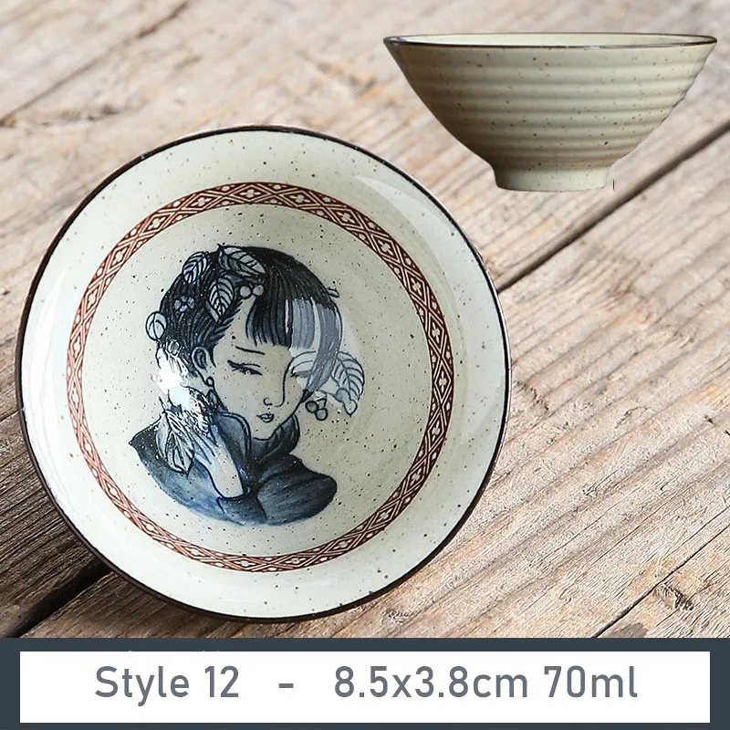 Ceramiczna filiżanka do herbaty z porcelany popiołowej 70 ml — styl retro Jasny