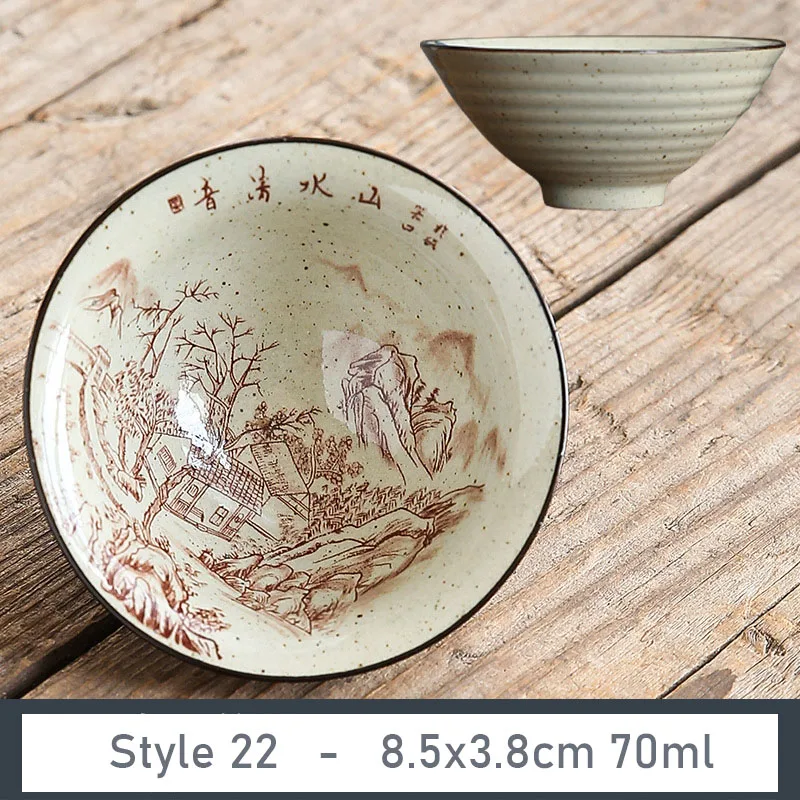 Ceramiczna filiżanka do herbaty z porcelany popiołowej 70 ml — styl retro Kawa