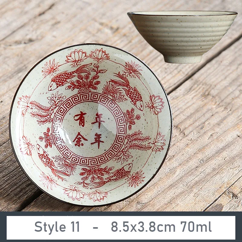 Ceramiczna filiżanka do herbaty z porcelany popiołowej 70 ml — styl retro Niebieski