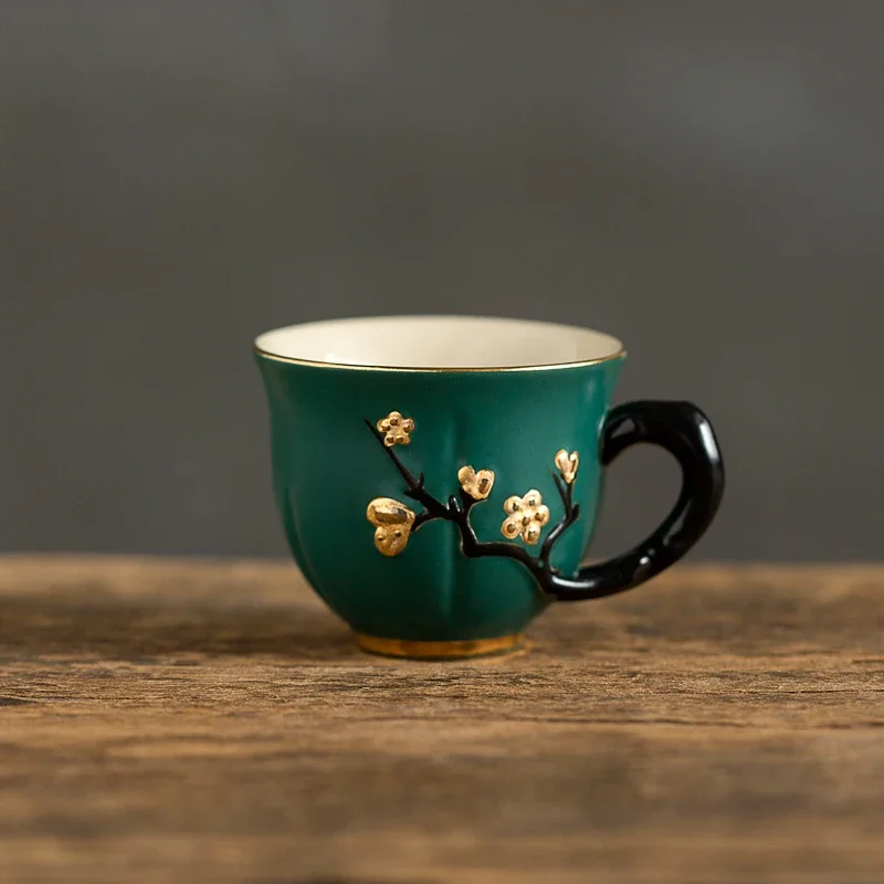 Ceramiczna filiżanka do herbaty ze wzorem śliwy chińska porcelana Jasnożółty