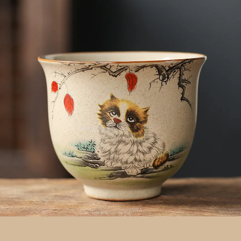 Ceramiczna filiżanka do herbaty chiński zodiak ręcznie robiona Czarny
