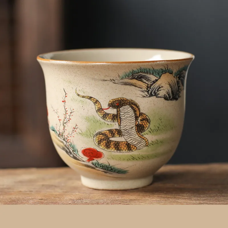Ceramiczna filiżanka do herbaty chiński zodiak ręcznie robiona Czerwony