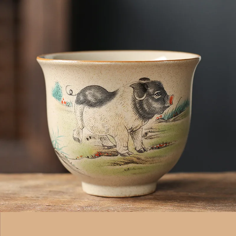Ceramiczna filiżanka do herbaty chiński zodiak ręcznie robiona Fioletowy/фиолетовый