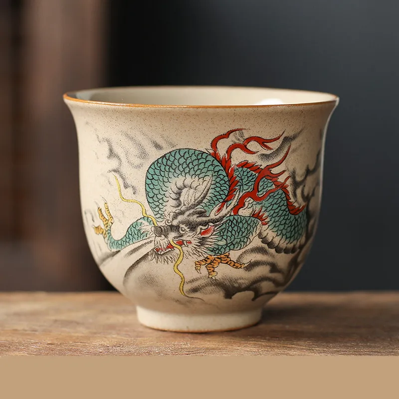 Ceramiczna filiżanka do herbaty chiński zodiak ręcznie robiona Jasnozielony
