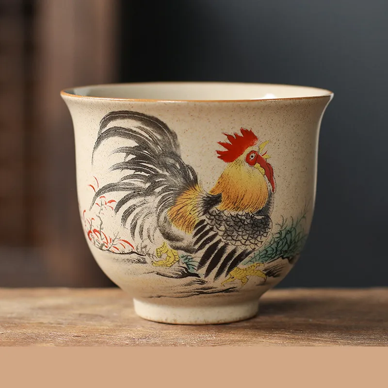 Ceramiczna filiżanka do herbaty chiński zodiak ręcznie robiona Jasnożółty